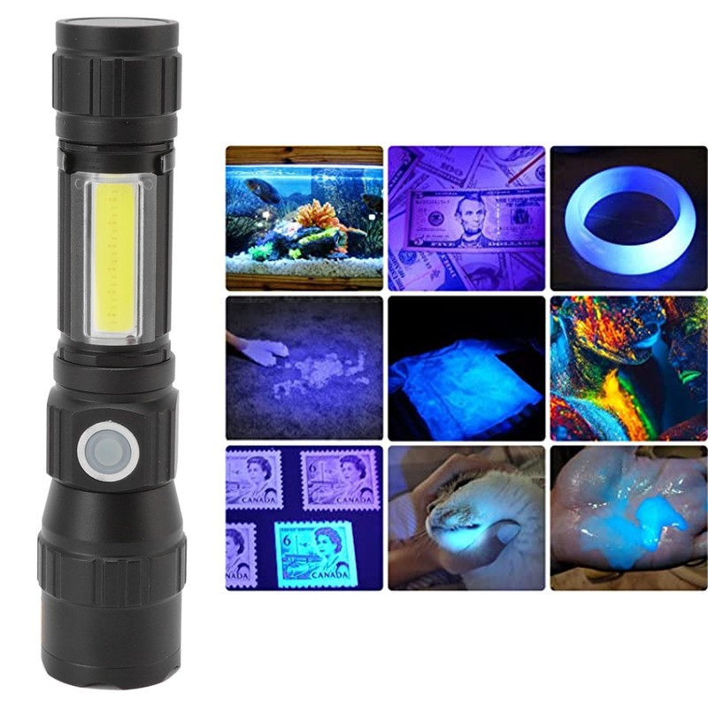 Rechargeable UV Light 7 Modes USB Charging Lightweight Waterproof Pocket