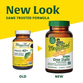 MegaFood MegaFood Men's 40+ One Daily Multivitamin for Men With Vitamin B, Vitamin D3, Selenium, Zinc & Real Food - Immune Support, Energy Metabolism, and Muscle & Bone Health C Non GMO; Vegetarian - 90 Tabs