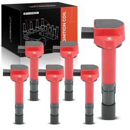 A-Premium (Red) Engine Ignition Coil Pack Compatible with Honda Accord 2004-2007 3.0L, Pilot 2003-2008, Ridgeline 2006-2008 3.5L & Acura MDX 2001-2009 & Saturn Vue 2004-2007 3.5L, 6-PC Set