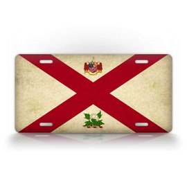 Americana Alabama Flag License Plate Antique Textured AL State Auto Tag