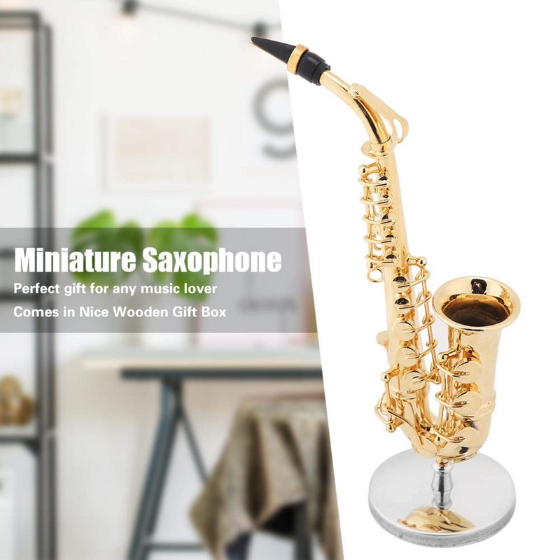 Miniature Alto Saxophone Model with Stand and Case Gold Plated