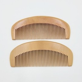 Peach wood solid wood small hairbrush half moon shape / 복숭아 나무 원목 한 소형 머리빗 반달형