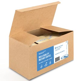 Waka Quality Instant Coffee — Medium Roast — Arabica Beans & Freeze Dried — 50 Packets Bulk Box for Hot or Iced Coffee
