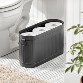 mDesign Large Steel Free Standing Toilet Paper Organizer, 6-Roll Tissue Storage Holder Container Bin for Bathroom Floor, Fits Under Sink, Vanity, Shelf, In Cabinet, Corner, Oscar Collection - Graphite