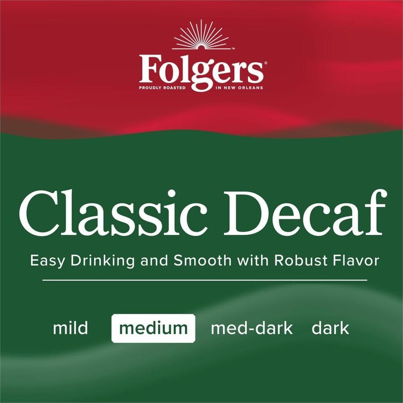 Folgers Decaf Coffee, Ground Coffee, Classic Medium Roast, 19.2 Ounce