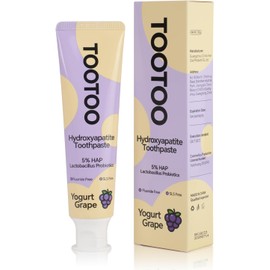 TooToo Fluoride Free Kids Hydroxyapatite Toothpaste - Probiotics & Xylitol Toothpaste - Safe to Swallow, All Natural - Yogurt Grape Favor, 4.2 OZ