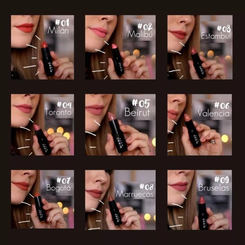 Set Labiales Mate Bissu (kit 9 Piezas Tonos Nude)