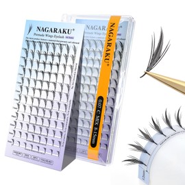 NAGARAKU Premade Wings Eyelash Extensions Air Series Comic Style Manga Anime Individual Lashes Volume Soft Black Flat Root Spikes Fans Eyelashes DIY Clusters Lash Salon -0.07 D Curl 11mm