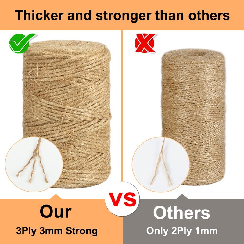 Vivifying 328 Feet Jute Twine, 3mm Jute Twine String for