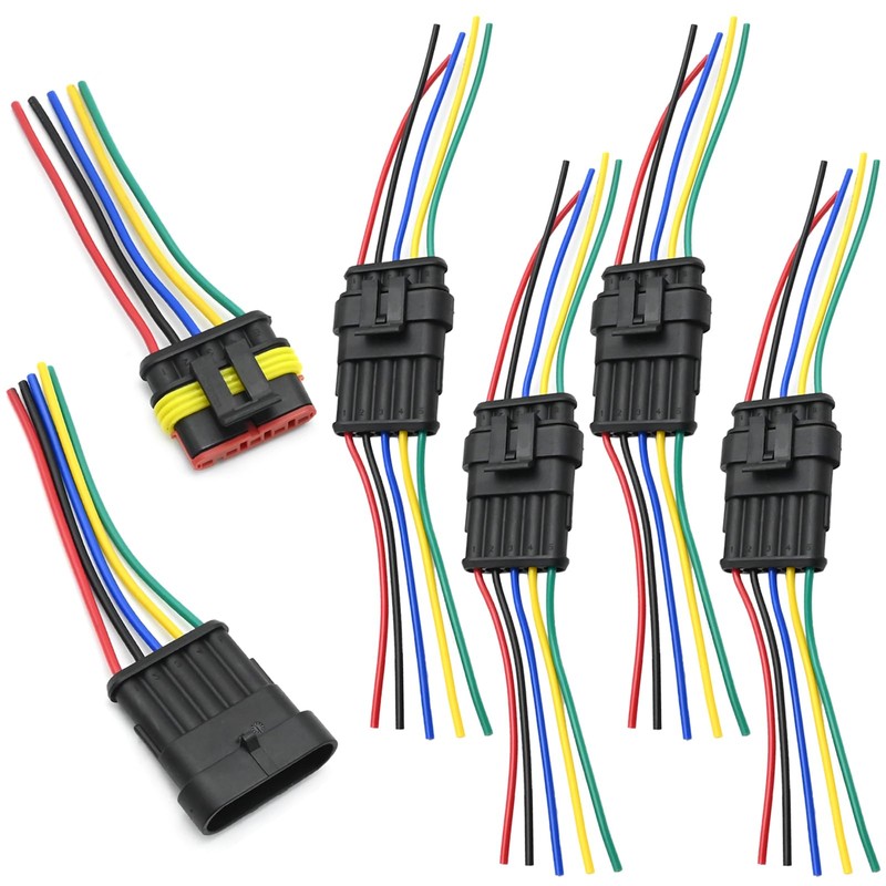 Vkinman 5 Sets 5-Pin Waterproof Automotive Electrical Connector Plug and