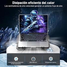 GOMITA Soporte Refrigerador para Porttiles,Apto para Ordenadores Porttiles de 12 a 19,Fuente de Alimentacin USB,Ajuste de Altura en 5 Niveles,con 6...
