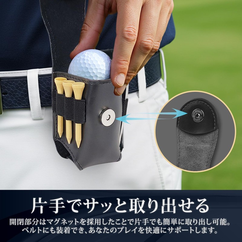 Golf Ball Case, Ball Pouch, Cowhide Leather, 5 Piece Set,
