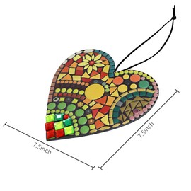 Large Mosaic Garden Heart Sculpture Decoration Ornaments Resin Heart Wall Hanging Love Shape for Indoor Outdoor Home Bedroom Office Garden Large Garden Mosaic Heart Pendant