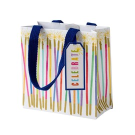 Caspari Party Candles Small Square Gift Bag, 4 Count