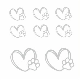 BLAJR Hund Pfoten Herz Vinyl Autoaufkleber, Dekorative Aufkleber für Rückspiegel, Fenster, Stoßstangen, SUVs, Laptops, 8 Stück, Wasserfest (light gray)