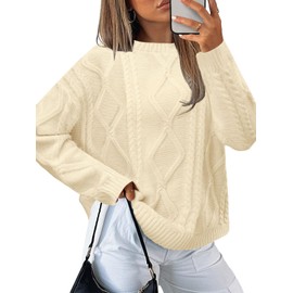 MixShe Sweaters for Women Oversized Sweater Fall Fashion 2025 Long Sleeve Shirts Womens Tops Trendy Sweatshirt Christmas Outfits Winter Clothes Cream X-Large