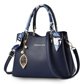 DORRISO Elegant Women's Handbag Large Capacity Shoulder Bag with Unique Pendant Shoulder Bag Tote for Hiking Holiday Shopping Travel PU Leather Women's Messenger Bags, blue, Handbags