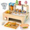 WOODMAM Foldable Wooden Kids Play Food Toys Sandwich Counter with