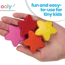 Ooly Stars of the Sea Star Shaped Chunky Crayons for Toddlers and Little Hands [Set of 6], Non-Toxic Star Shaped Crayons are Easy to Hold Crayons for Young Kids, No Rolling Crayons