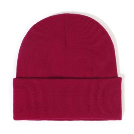 Women Satin Lined Beanie Hat for Women Knitted Hat Winter Hats for Women Hats for Men Skull Cap with Cuffs, red
