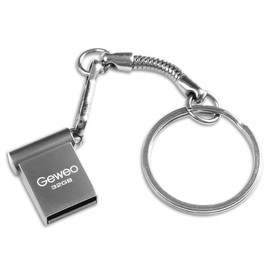 USB Stick 32 GB, Metal Memory Stick USB 2.0 USB Stick 32 GB USB Flash Drive with Key Fob USB 2.0 Stick Data Stick for PC/Laptop/Car Audio/Smart TV (Grey)