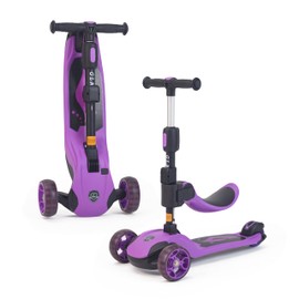 GLAMUP Kids Scooter, 2-in-1 Folding Kick Scooters, Adjustable Height, Safety Lock, 3 Wheel Kick Scooter for Boys and Girls Ages 3-14（1A-Purple）