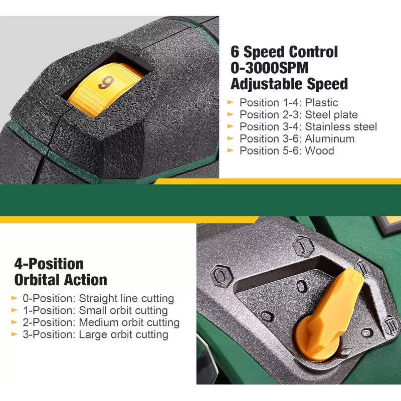 TECCPO Jigsaw, 6.5 Amp 3000 SPM Jig Saw with Laser,