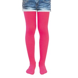 Kids Fashion Girls Ribbed Semi-Opaque Tights 40 Denier (2-4 Years (98cm), Fuxia)