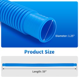 1.25 x 59 Inch Pool Hoses for Above Ground Pools,Pool Filter Pump Hoses,Compatible With Intex Filter Pump 607,637 With 12 Metal Clamps（3 Pack）