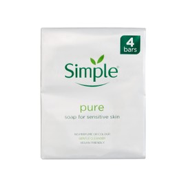 Simple Simple Soap for sensitive skin, cleanses and purifies, no perfume or colour, 4 x 100g bars4 x 100g