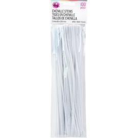 White Chenille Pipe Cleaners, 3mm x 12 inch, 100 Pack
