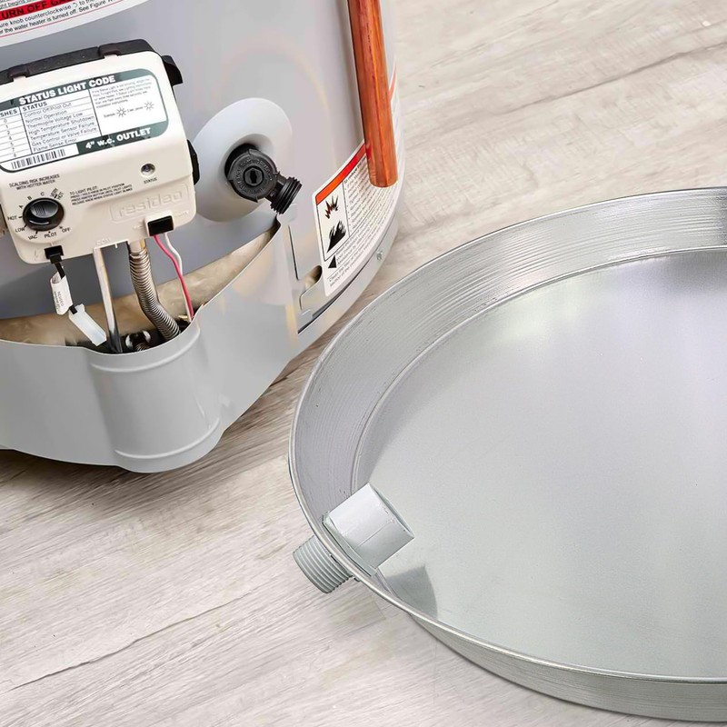 Everflow AWHP28 Aluminum Water Heater Drain Pan with 1 in.