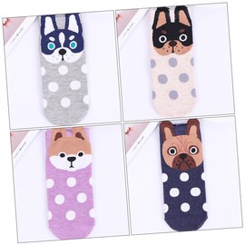 LIFKOME 5 Pairs Cotton Ankle Socks with Puppy Pattern Lightweight Sweat Wicking Cartoon Design for Casual and Sportswear Comfortable Fit