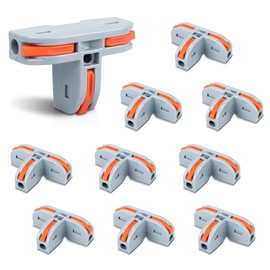 Innfeeltech 10 Pieces Connection Terminal T Shape 3-Port Connector Terminal Cable Connector with 0.2-4mm² Conductor Clamp for DIY Projects