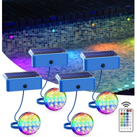 Solar Lights for Pools & Gardens - Waterproof RGB 16 Color Changing LED Lights (4Pack)