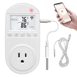 New Generation! Briidea Smart WiFi Heating Cooling Temperature Controlled Outlet, Compatible with Alexa, Google Assistant, Ideal for Household, Greenhouse, Reptile, Incubator, 110V 16A