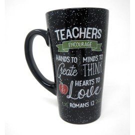 Swanson 16oz Stoneware Teachers Black Latte Mug ~ Romans 12 Scripture