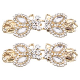 sourcing map 2pcs Vintage Sweater Clips, Cape Cloak Clasp Retro Cardigan Clips Shawl Collar Clasp Dress Shirt Brooch Clip for Women (Gold, 2.17" x 0.71")