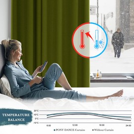 PONY DANCE Blackout Curtain for Decor - 84 Drop Olive Green Long Blackout Sliding Door Curtain Panel for Farmhouse/Living Room, Only 1 Panel, 52 inch Width by 84 in Length