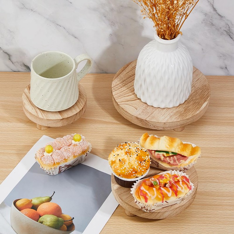 SUPERFINDINGS 3 Sizes Wooden Display Risers Wood Pedestal Stand Wood