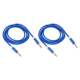 DMiotech 2Pcs 3.5mm 1/8" Male TRS to 6.35mm 1/4" Male TRS Audio Cable 3 Pole Aluminum Alloy Housing Braided Aux Cable for Phone Car Speaker 3.3Ft/1M Blue