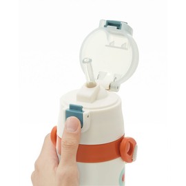 Skater SKCP3-A 2-Way Straw with Cup, Stainless Steel Kids Water Bottle, 11.8 fl oz (350 ml), Curious George, Boys