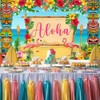 AIBIIN Hawaiian Luau Party Decorations Hawaiian Aloha Backdrop Summer Luau
