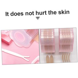 Healvian 1Set Traceless Double Eyelid Tapes with Fork Tweezer Invisible Eyelid Stickers for Natural Eye Makeup Comfortable and Easy to Use for Enhancing Eye Beauty Pink