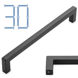 KOOFIZO 30-Pack Solid Square Bar Cabinet Handle - Black Furniture Pull, 6.3 Inch/160mm Screwhole Distance for Kitchen Cupboard Door, Bedroom Dresser Drawer, Bathroom Wardrobe Hardware