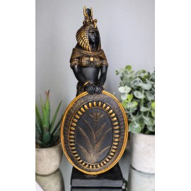Ebros Egyptian Theme Isis Holding Shield Bronzed Resin Figurine 10.5"H