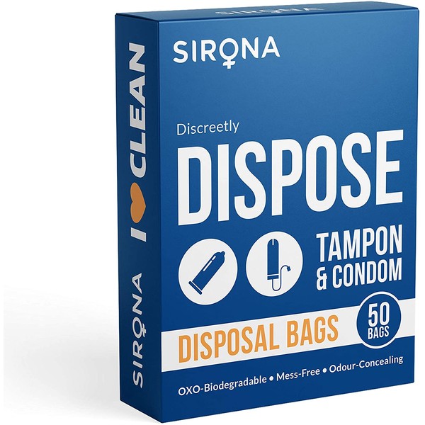 Sirona Tampon Disposal Bags - 50 Bags | Discreet Disposal of Feminine Hygiene Products | Biodegradable | Easy to Carry | Leak-Proof and Tamper Proof