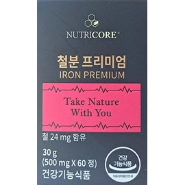 Nutricore Iron Premium 500mg x 60 tablets x 2 boxes Contains 24mg of iron for 4 months / 뉴트리코어 철분 프리미엄 500mg x 60정 x 2박스 4개월분 철 24mg 함유