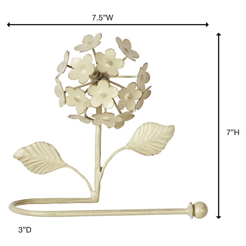 Creamy Gold Hydrangea Floral Toilet Paper Roll Holder
