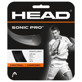 HEAD Sonic Pro Tennis Racket String 40' Set - 17 Gauge Monofilament Racquet String, Black